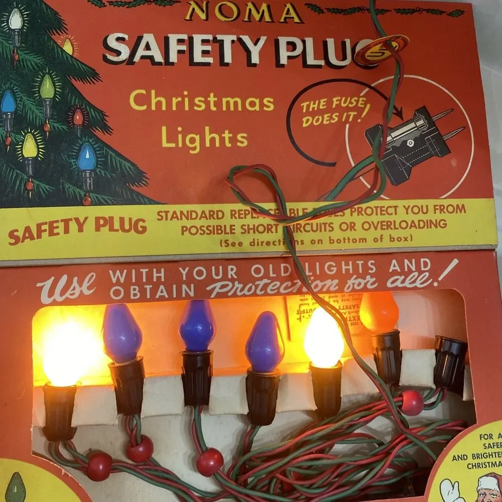 Vintage Christmas NOMA LITES 2 Wire Light Strand w Bead Original Box